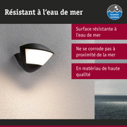 Applique murale extérieure noire avec verre blanc, résistante à l'eau de mer et aux intempéries
