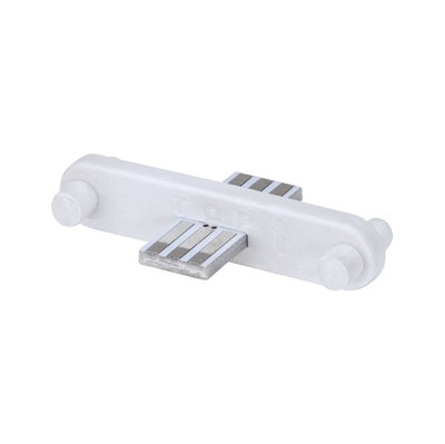 Adaptateur en plastique blanc avec contacts métalliques pour systèmes d'éclairage LED, design compact