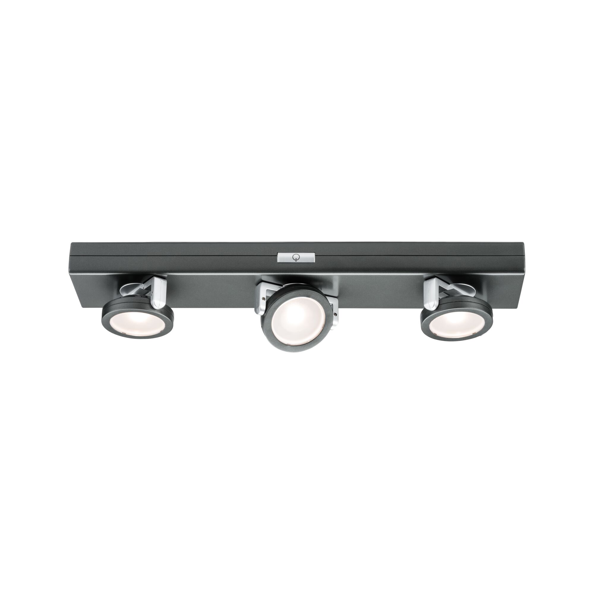 LED Under-cabinet luminaire Batterie Rotate incl. switch 310x60mm 3x18lm 3000K dimmable Anthracite/Chrome matt Three-light LED ceiling spotlight in black and silver metal for modern room lighting