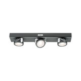 Spot LED à trois lampes en métal noir et argenté pour un éclairage moderne intérieur