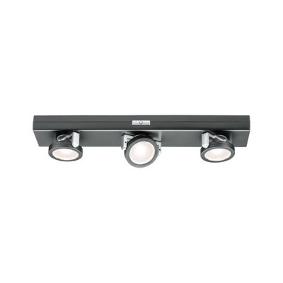 Dreiflammiger LED-Deckenstrahler in Schwarz und Silber aus Metall für moderne Raumbeleuchtung