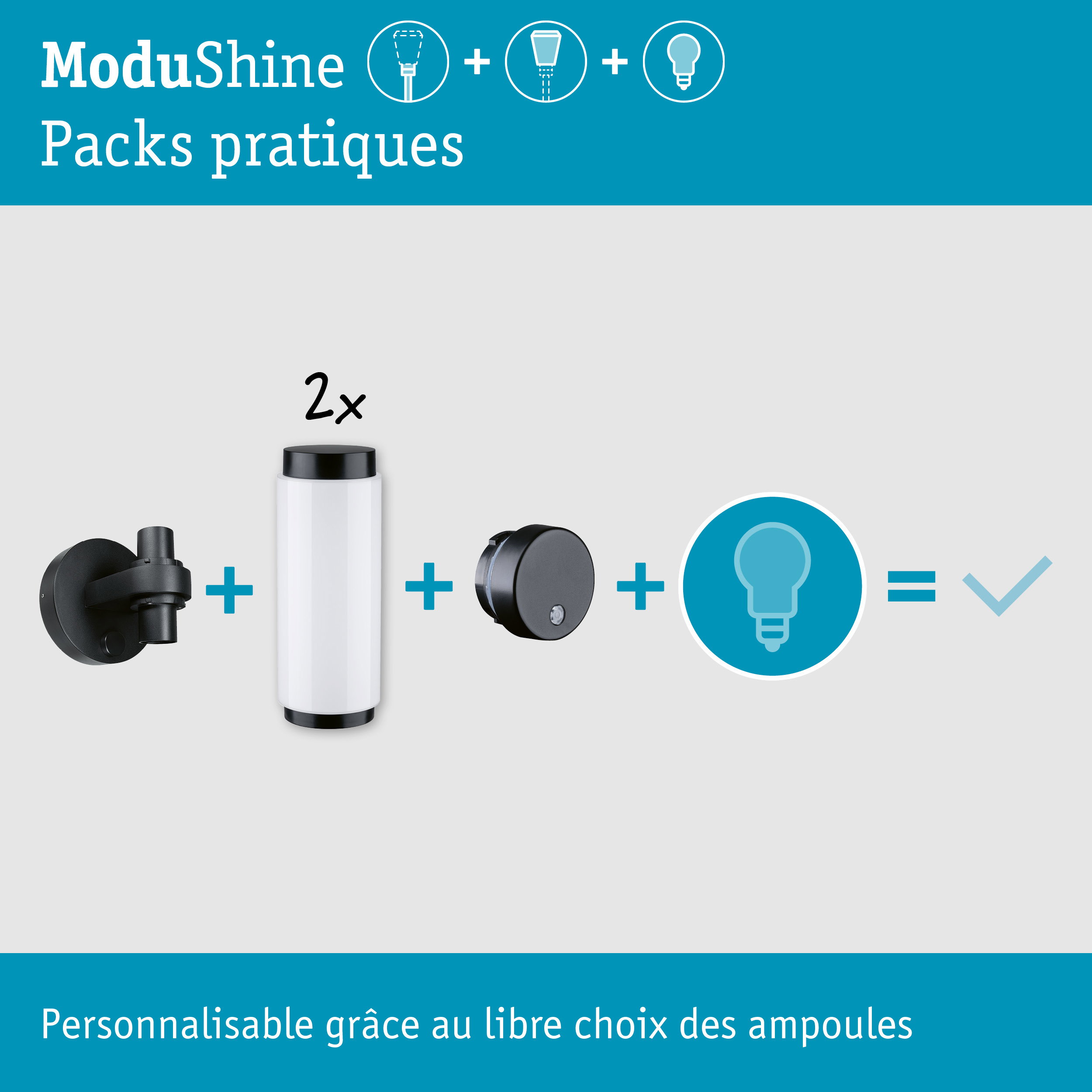 Kit ModuShine Support mural 2x Selaro avec capteur Anthracite