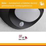 Solar LED-wandarmatuur voor buiten Sorova Schemergestuurde bewegingsmelder (IR) IP44 230x125mm 3000K 3,5W 220lm 3,7V Antraciet Kunststof
