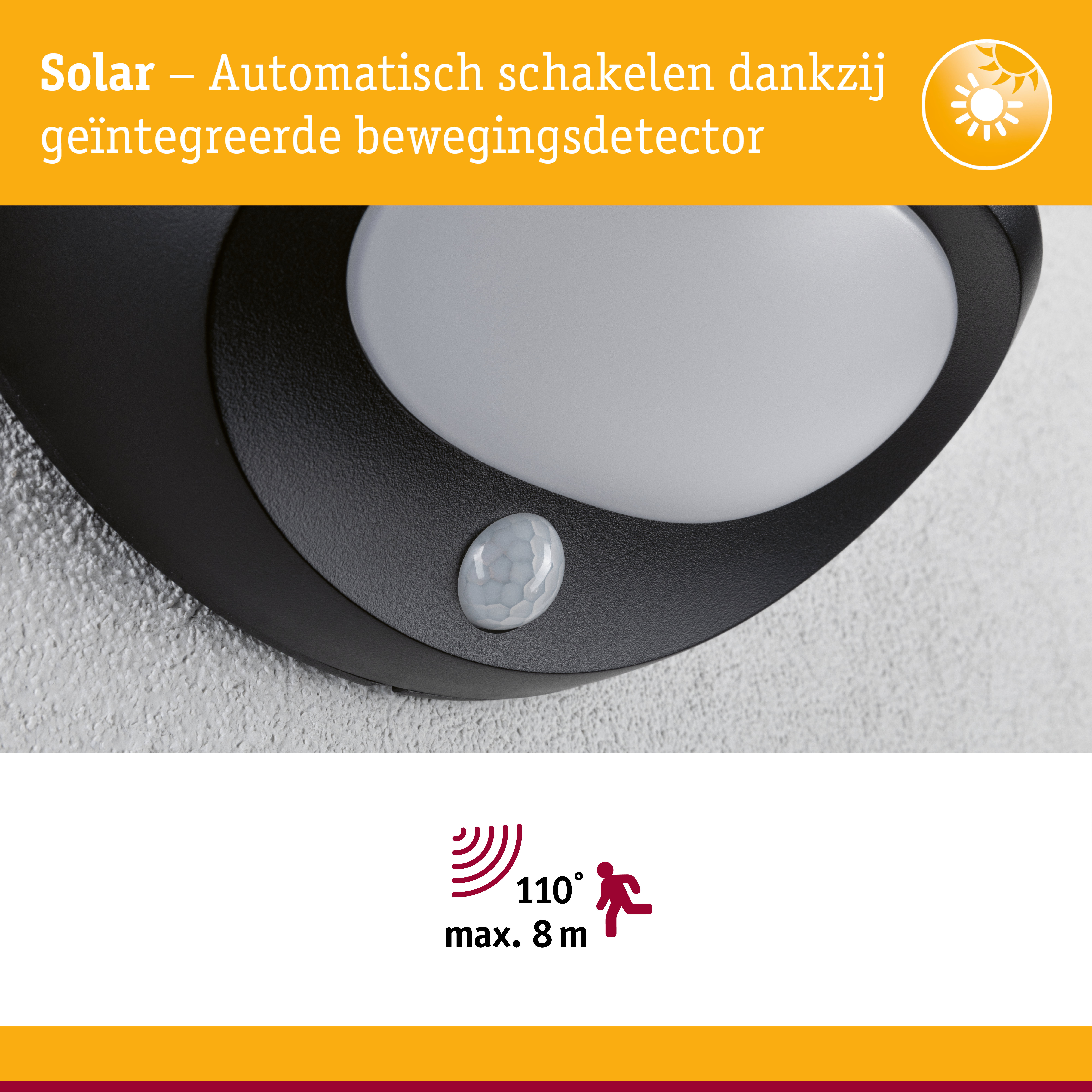 Solar LED-wandarmatuur voor buiten Sorova Schemergestuurde bewegingsmelder (IR) IP44 230x125mm 3000K 3,5W 220lm 3,7V Antraciet Kunststof