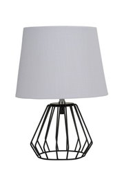 Lampe de table moderne avec abat-jour en tissu blanc et structure métallique noire pour un éclairage élégant