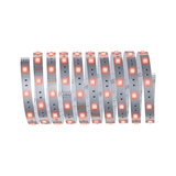 Bande LED flexible avec LEDs rouges sur circuit argenté pour éclairage décoratif.