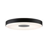 Plafonnier rond en métal noir avec diffuseur blanc pour éclairage intérieur moderne