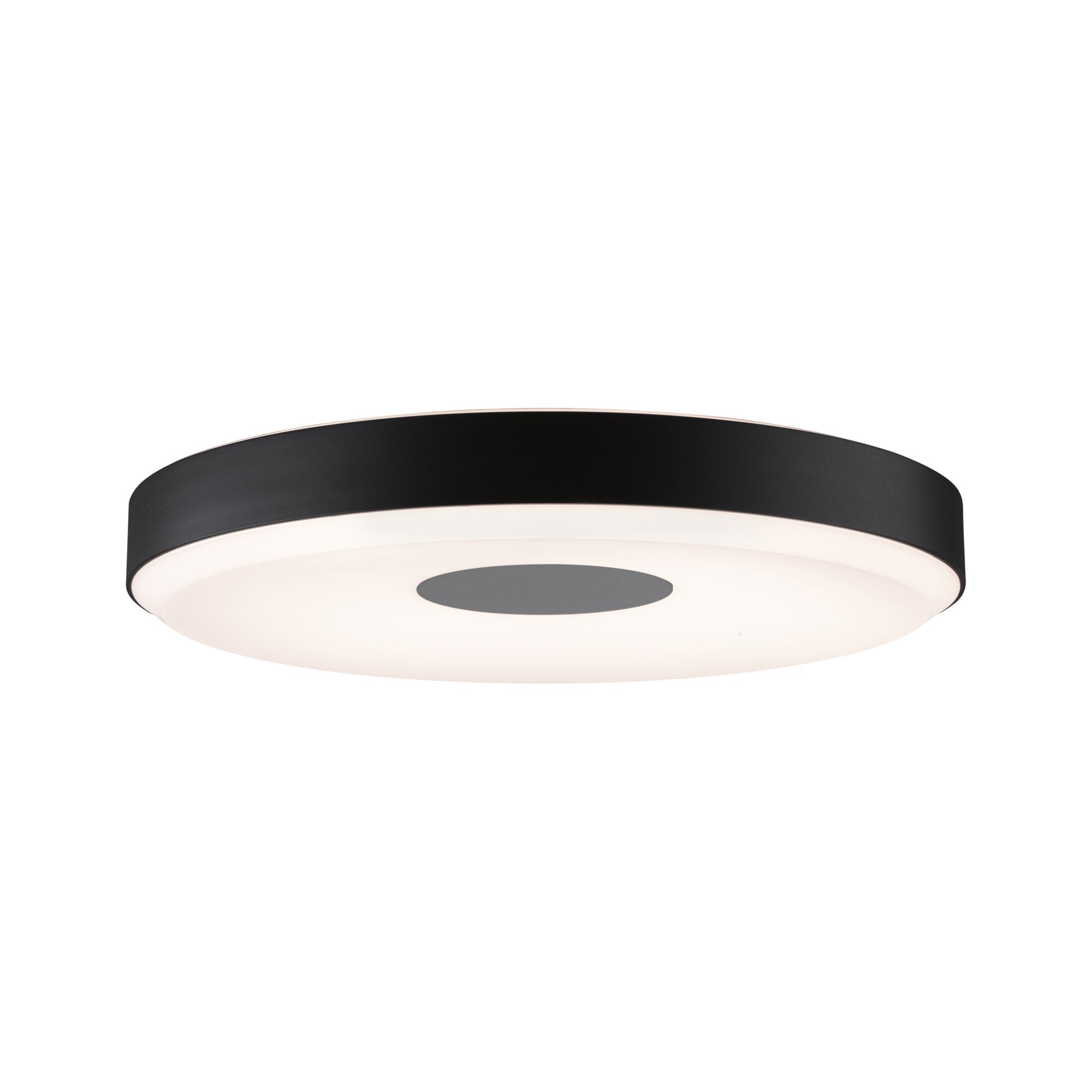 Plafonnier LED 3-Step-Dim Pane 2700K 1600lm 230V 23W gradable Noir/Gris Plafonnier rond en métal noir avec diffuseur blanc pour éclairage intérieur moderne