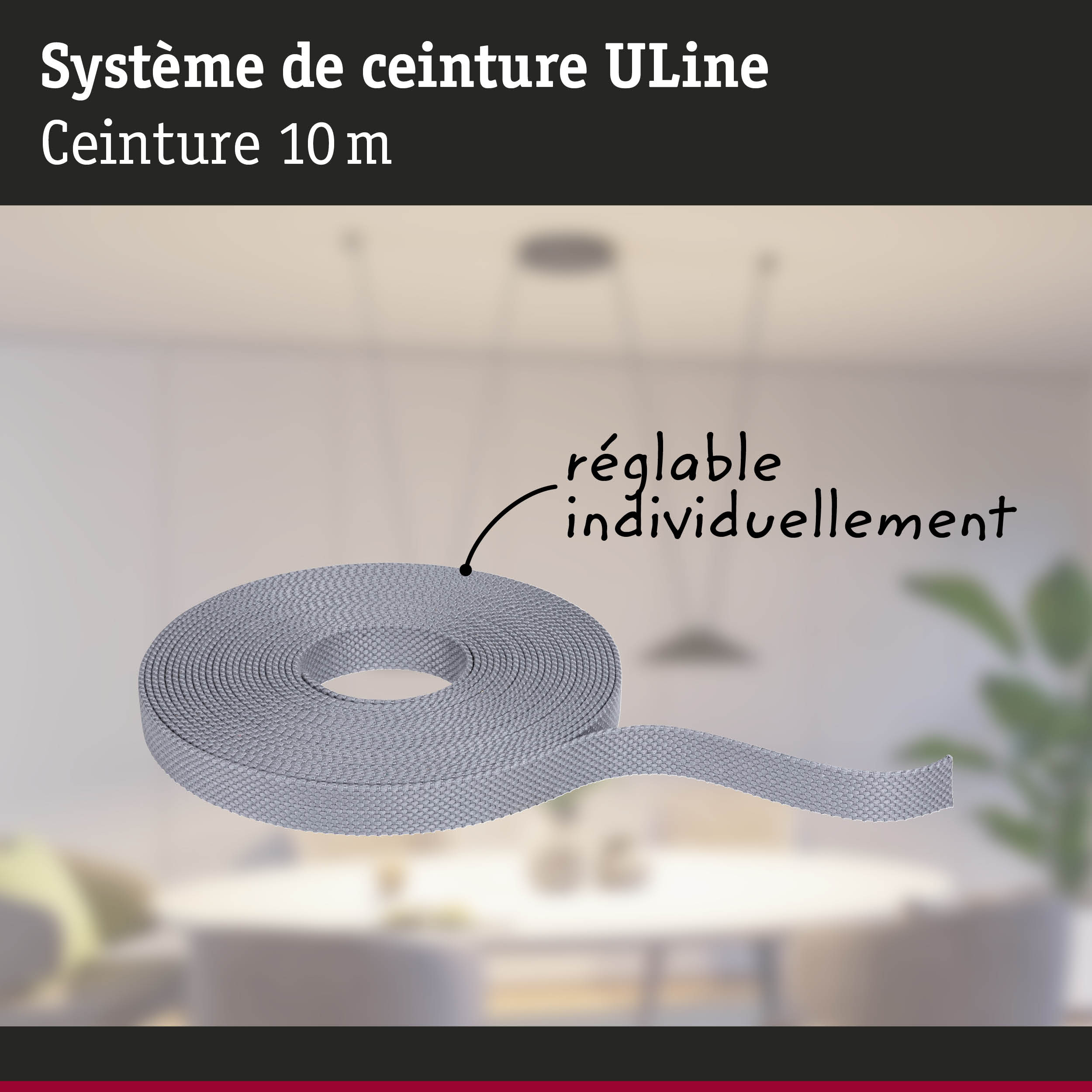 Bande de fixation ULine grise de 10 m en matériau résistant pour diverses utilisations