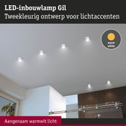 Witte LED-inbouwlamp Gil met warmwit licht voor subtiele lichtaccenten aan het plafond