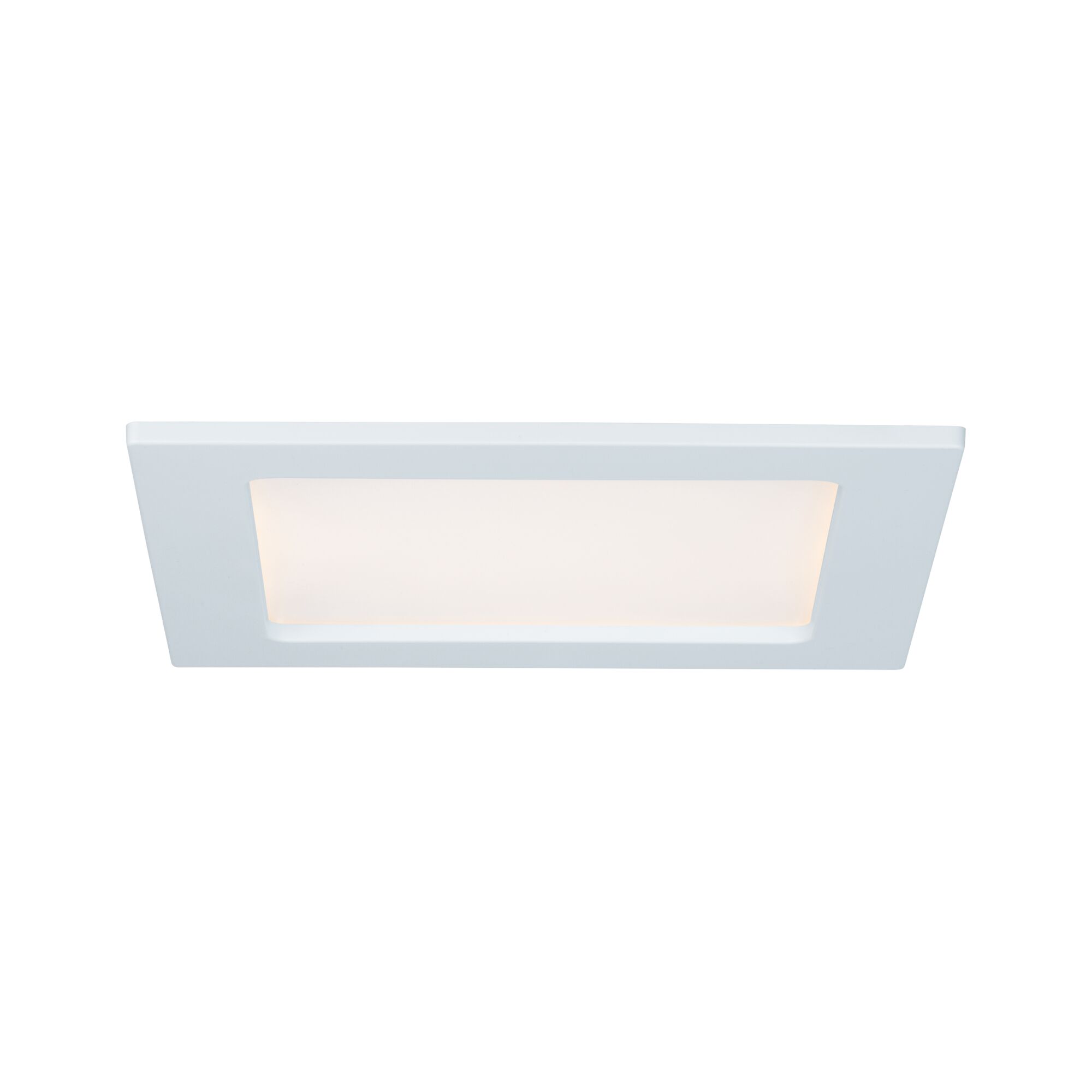 Rechteckige weiße LED-Einbauleuchte mit milchigem Diffusor für moderne Raumbeleuchtung
