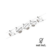 Weißer LED-Seilstrahler aus Metall mit verstellbaren Spots, moderne Beleuchtung ohne Leuchtmittel