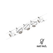Weißer LED-Seilstrahler aus Metall mit verstellbaren Spots, moderne Beleuchtung ohne Leuchtmittel
