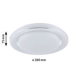 Round white LED ceiling light made of plastic with 380 mm diameter and 75 mm height