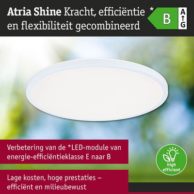 Ronde witte LED-plafondlamp Atria Shine met hoge energie-efficiëntieklasse B en milieuvriendelijke verlichting