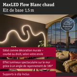 MaxLED Flow lumière LED blanc chaud 1,5 m flexible pour décoration murale avec supports à clip