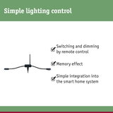 Black lighting control device with antenna and ground spike for simple remote light switching and dimming