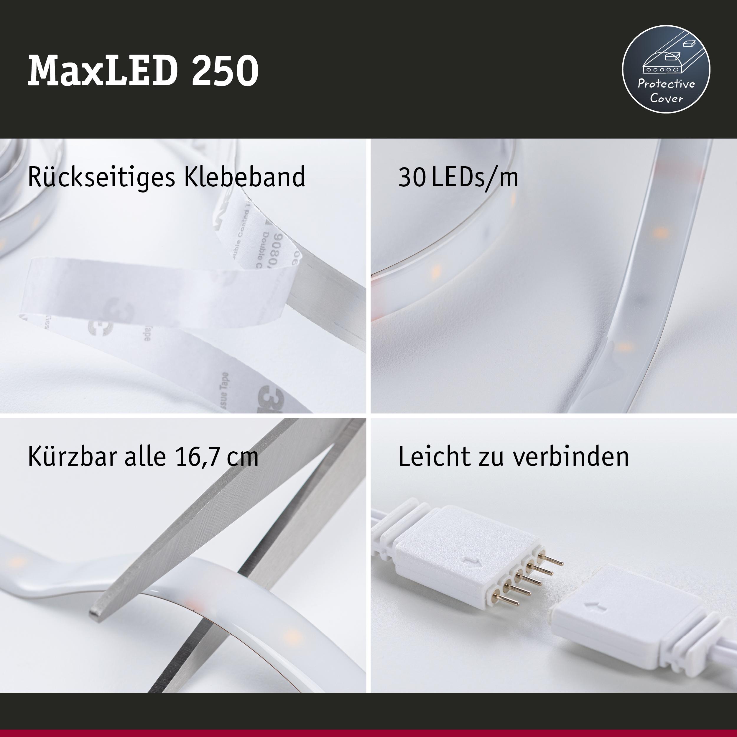 MaxLED 250 LED-Lichtband mit rückseitigem Klebeband, 30 LEDs/m, schneidbar alle 16,7 cm, leicht verbindbar