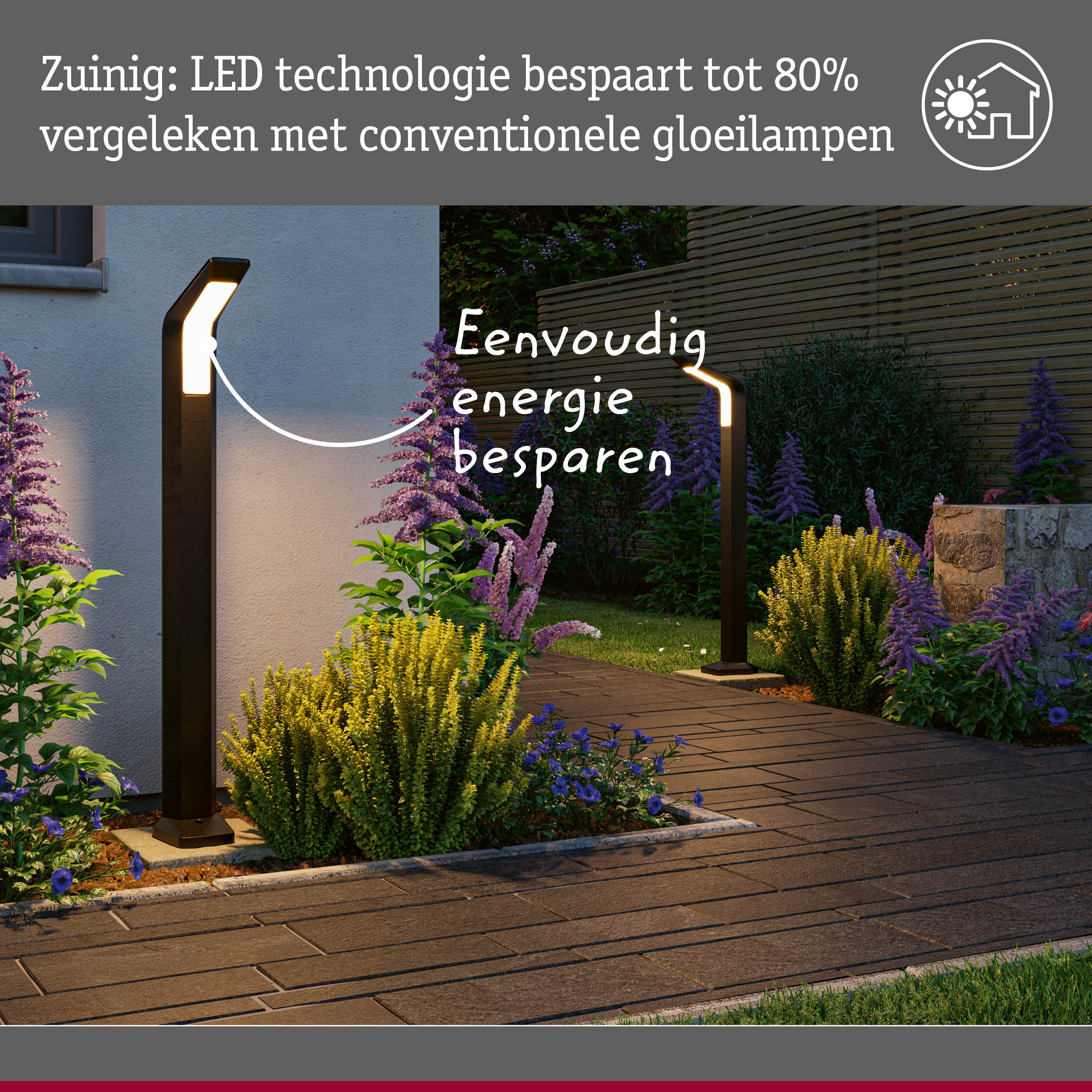 Moderne zwarte LED-tuinfakkel met energiebesparende technologie en strak ontwerp voor buiten