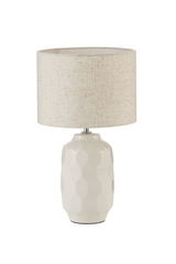 Lampe de table avec pied en céramique crème et abat-jour en tissu beige pour une ambiance chaleureuse