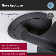 Applique murale noire Gove avec verre opale dépoli et indice de protection IP44 pour pièces humides