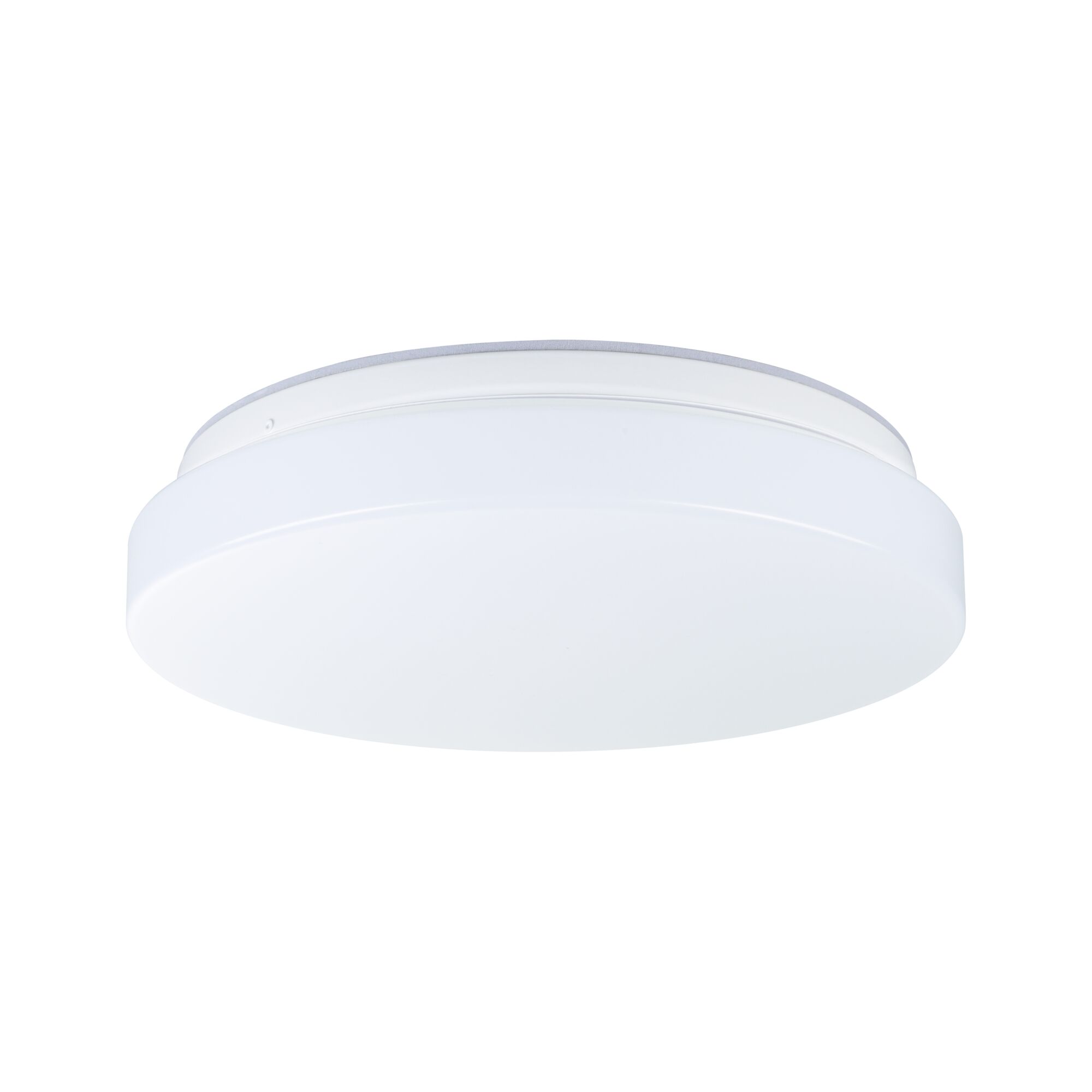 Round white ceiling light made of plastic with simple design for modern interiors