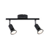 Sort metal LED-loftlampe med to justerbare spots til moderne belysning