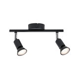 Sort metal LED-loftlampe med to justerbare spots til moderne belysning