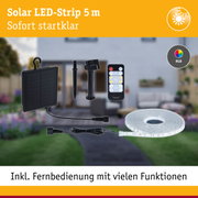 Solar LED-Strip 5 m mit Fernbedienung und RGB-Farbwechsel, energiesparende Außenbeleuchtung