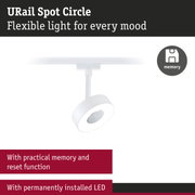 White URail Spot Circle LED spotlight with memory function for flexible lighting moods