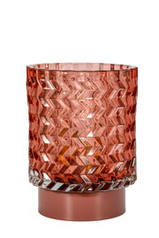 Red zigzag patterned glass with matte base, decorative glass vase for home decor.