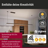 Moderne dimmbare LED-Pendelleuchte in Schwarz mit warmweißem Licht für smarte Küchenbeleuchtung
