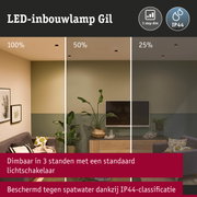 LED-inbouwlamp Gil dimbaar in 3 standen met IP44 spatwaterbescherming voor binnen