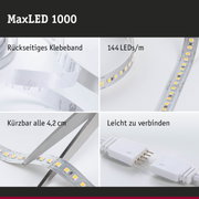 MaxLED 1000 LED-Streifen mit rückseitigem Klebeband, 144 LEDs/m, kürzbar und leicht verbindbar