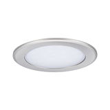Rundes LED-Einbaupanel aus gebürstetem Aluminium in Silber für energiesparende Raumbeleuchtung.