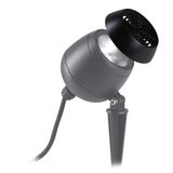 Zwarte LED-tuinschijnwerper met grondpin en afneembare kunststof beschermkap voor buitenverlichting