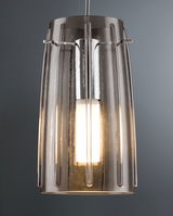 Modern pendant lamp with smoked glass and integrated LED light for stylish room illumination.