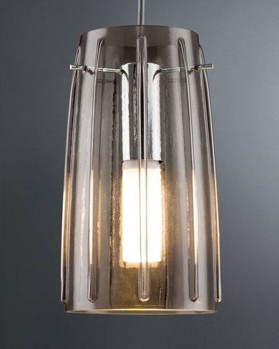 Modern pendant lamp with smoked glass and integrated LED light for stylish room illumination.
