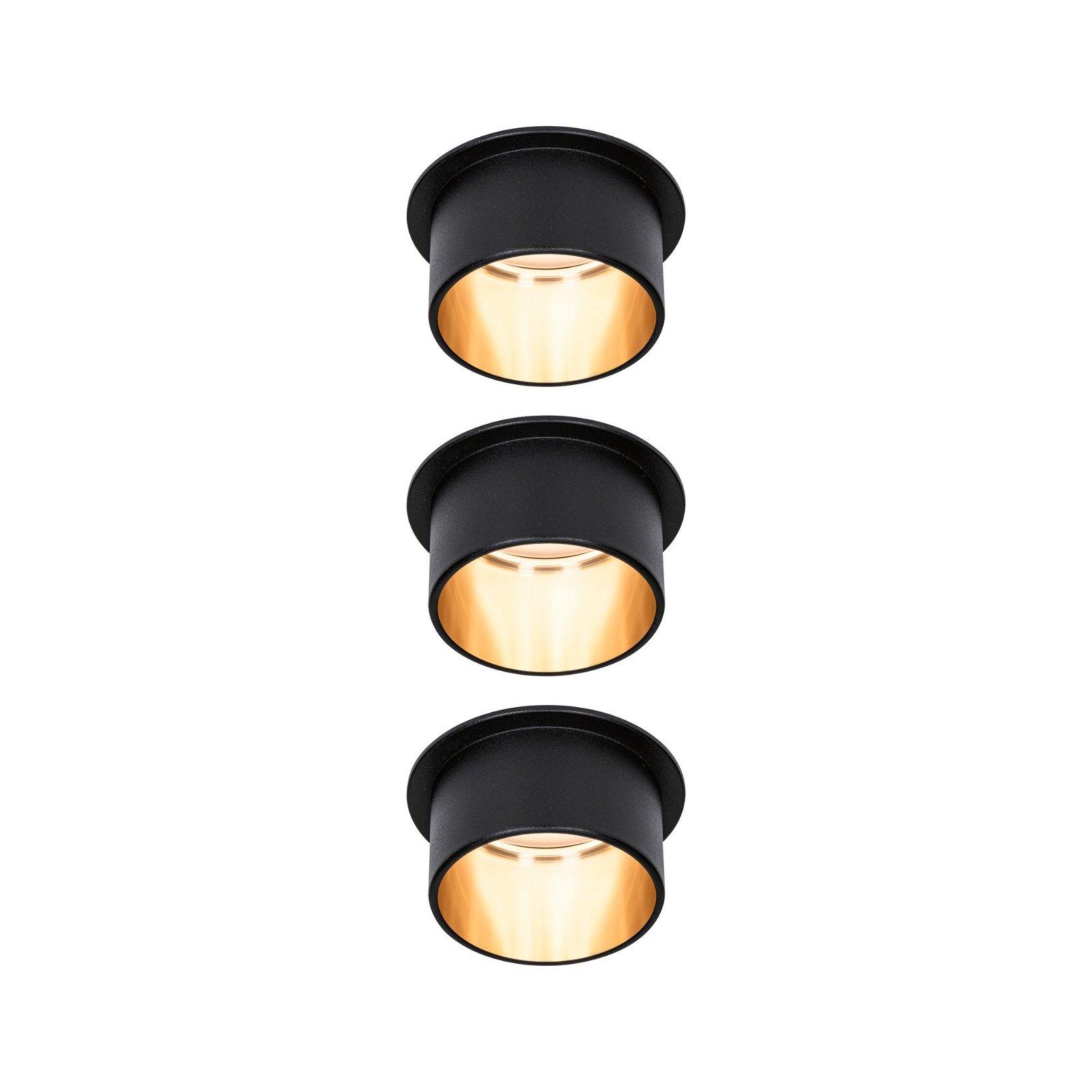 LED Recessed luminaire 3-Step-Dim Gil Coin Basic Set IP44 round 68mm Coin 3x6W 3x470lm 230V dimmable 2700K Black matt/Gold