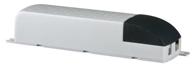 White plastic housing with black cover for LED driver, compact electronic enclosure