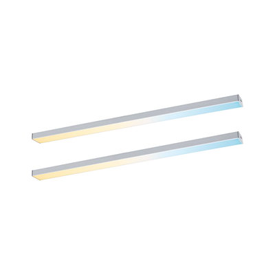To slanke LED-strips i aluminium med varmt og koldt hvidt lys til moderne rumbelysning