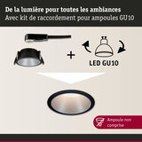 Spot encastré noir avec kit de raccordement GU10 LED pour éclairage polyvalent sans ampoule