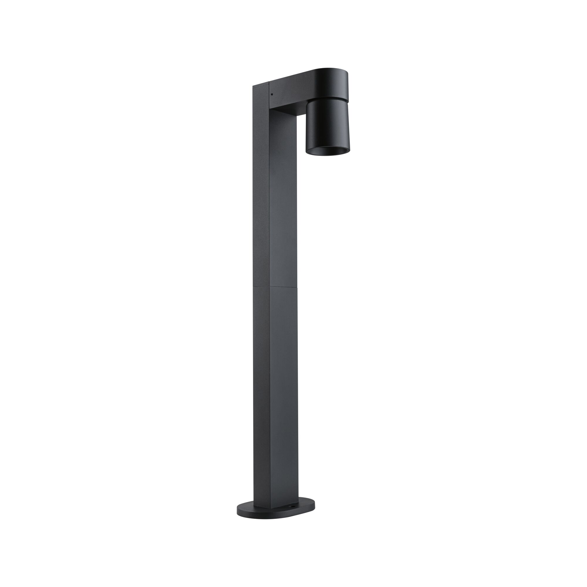 Modern black aluminum outdoor spotlight with cylindrical head for garden lighting