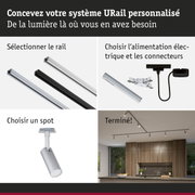 Système de rail URail modulaire noir et blanc avec spots LED pour éclairage personnalisé