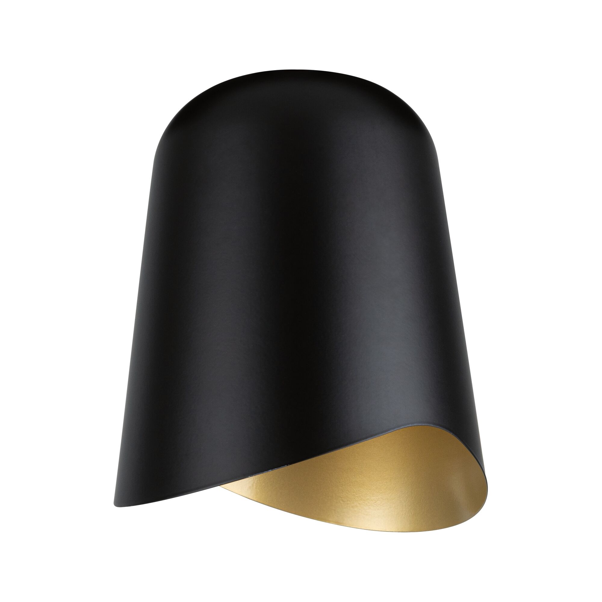 Modern black metal wall light with gold interior for stylish LED lighting in contemporary spaces
