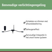 Zwarte smart home lichtcontroller met afstandsbediening en grondpin voor eenvoudige lichtregeling