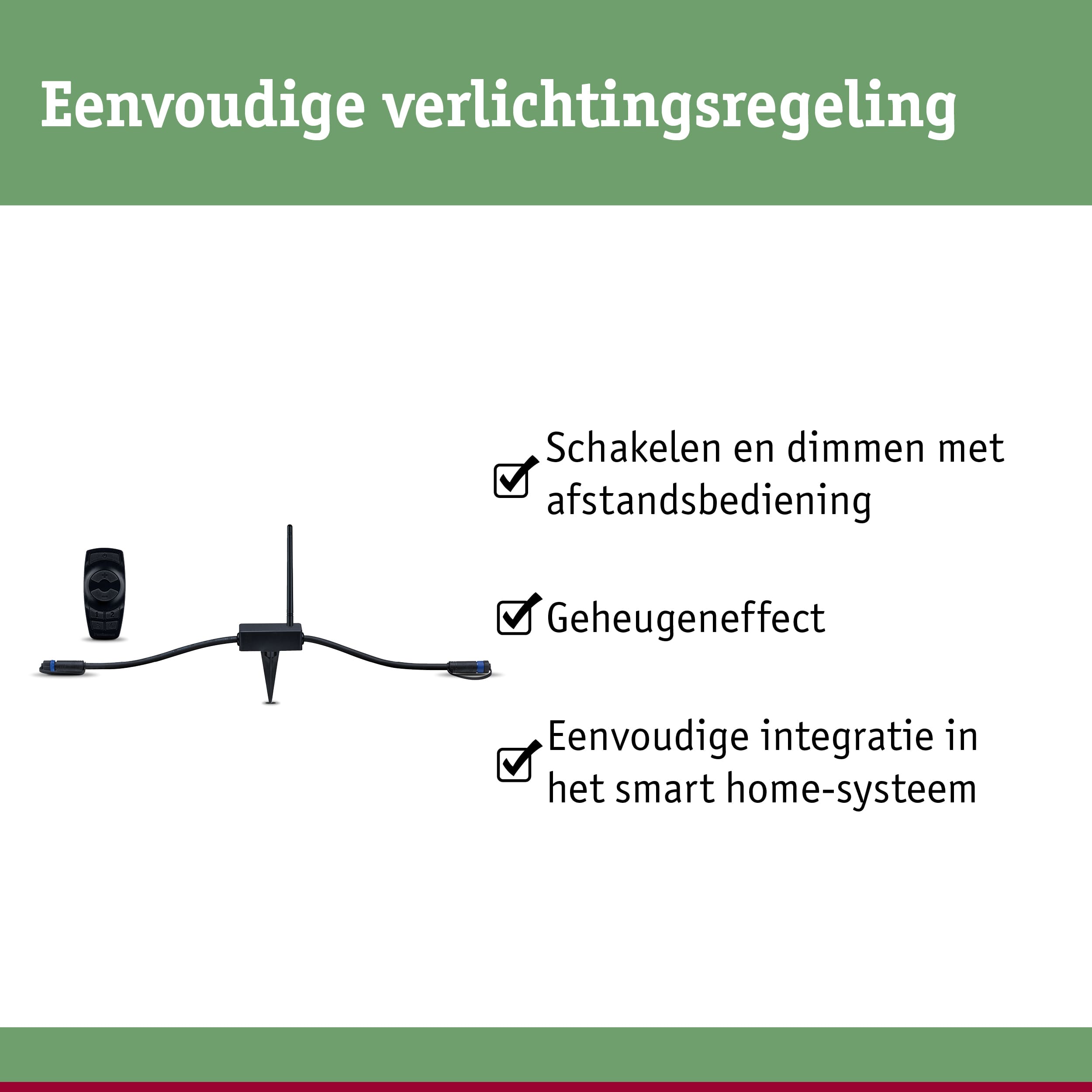 Zwarte smart home lichtcontroller met afstandsbediening en grondpin voor eenvoudige lichtregeling