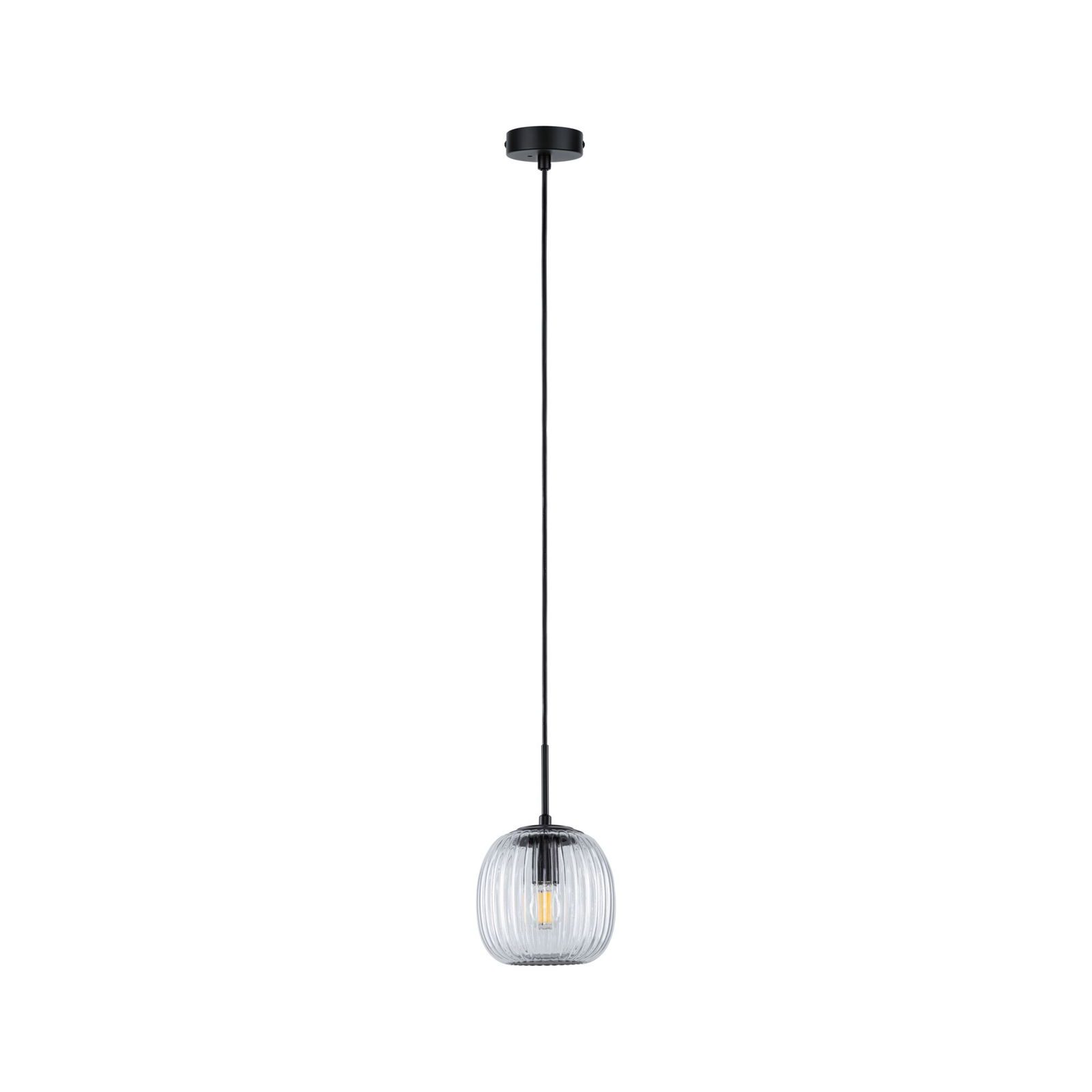 LED Pendelleuchte Ruya E14 max. 20W Glas/Schwarz matt