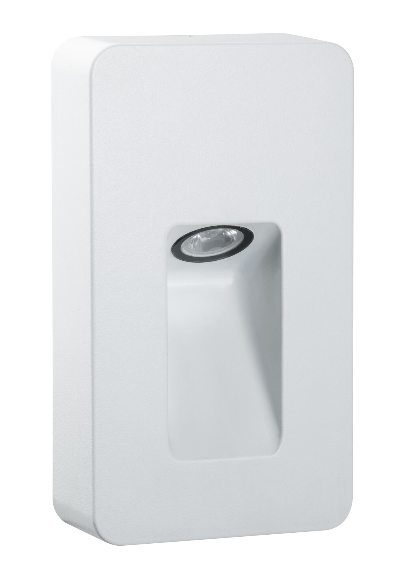 White LED recessed wall light made of plastic with integrated spotlight for modern indoor lighting