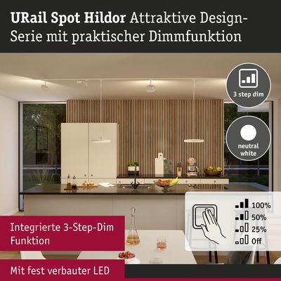 URail Spot Hildor LED-Deckenleuchte in Weiß mit 3-Stufen-Dimmfunktion für moderne Küchenbeleuchtung